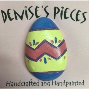 Easter Egg Pin Brooch Yellow Pink Blue Purple